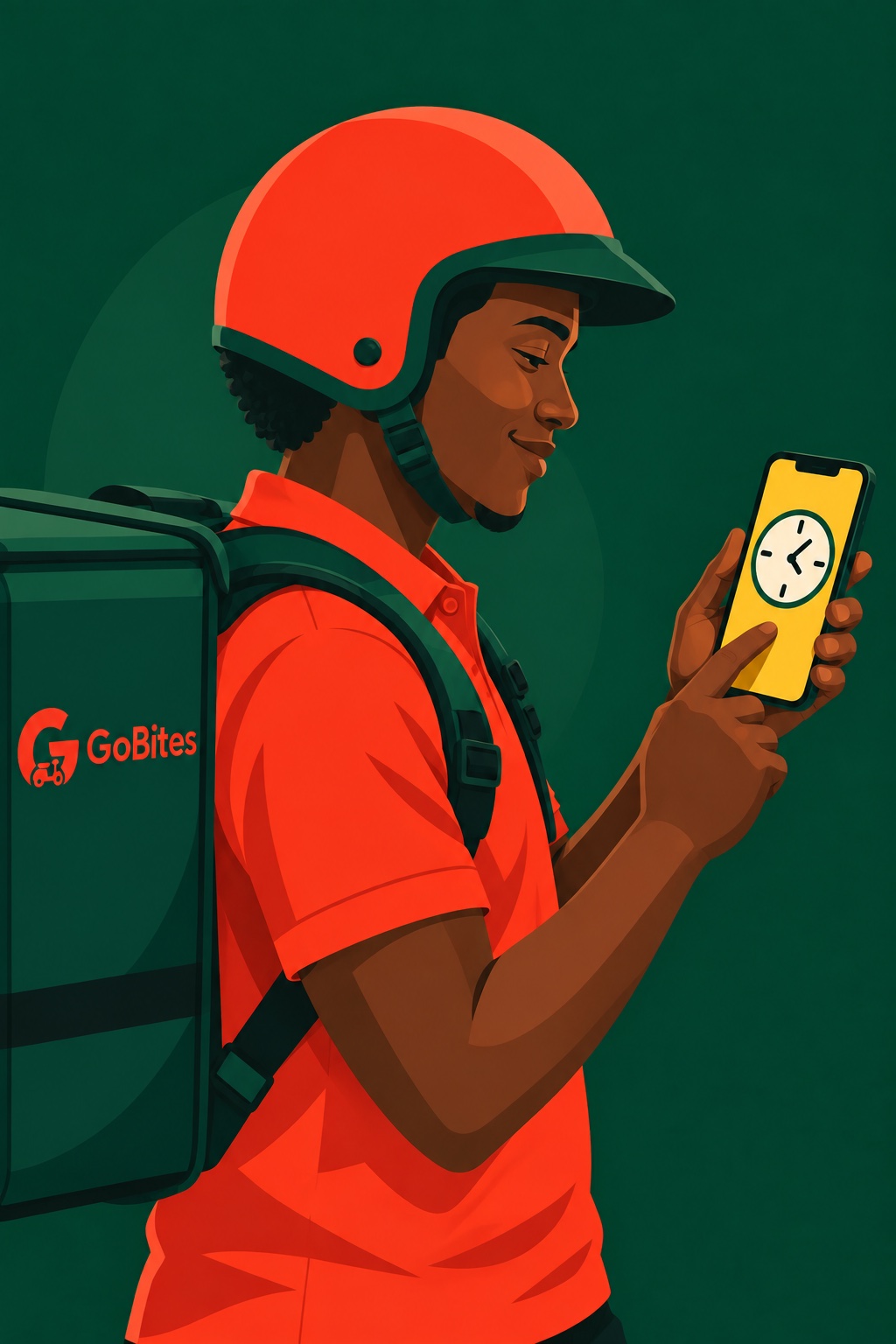 GoBites courier choosing delivery hours on a phone