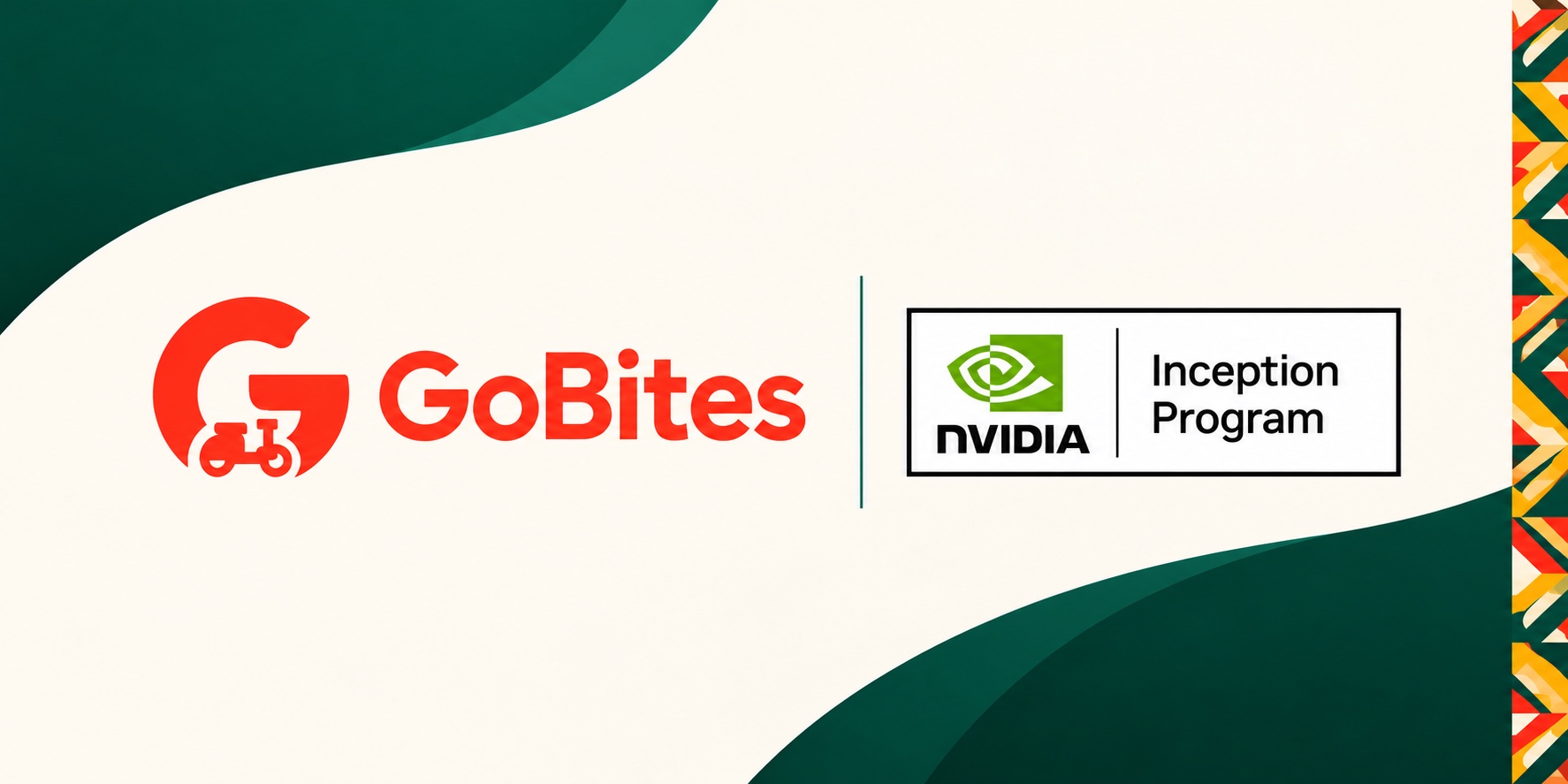 GoBites and NVIDIA Inception Program logos on a Ghana-inspired announcement graphic